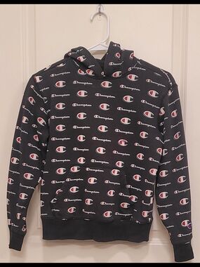 Champion Men’s Black All-Over Logo Hoodie